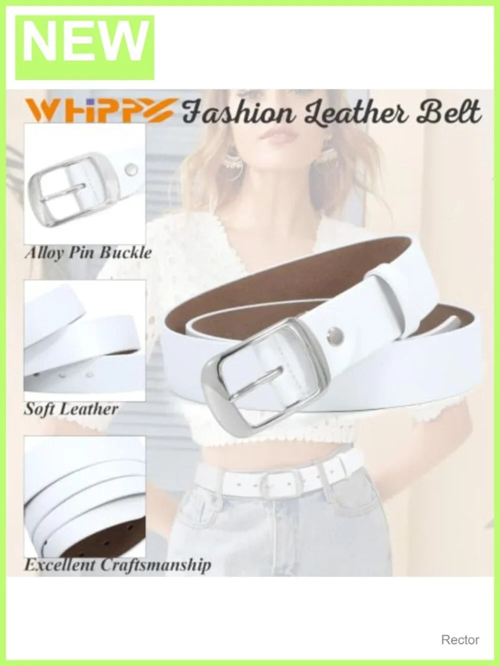 Women's Leather Belt with Solid Pin Buckle - Adjustable Waist Belt for Jeans &